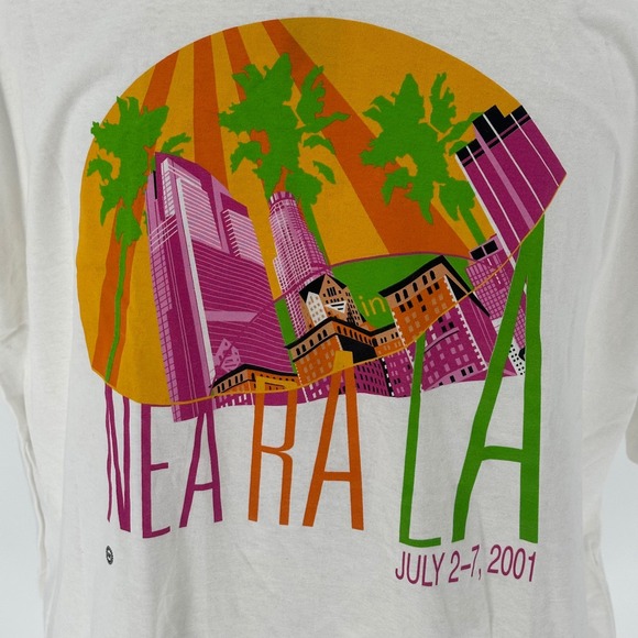 Vintage Union Single Stitch NEA RA LA 2001 USA Made T-Shirt White XXL UAW - Picture 2 of 6